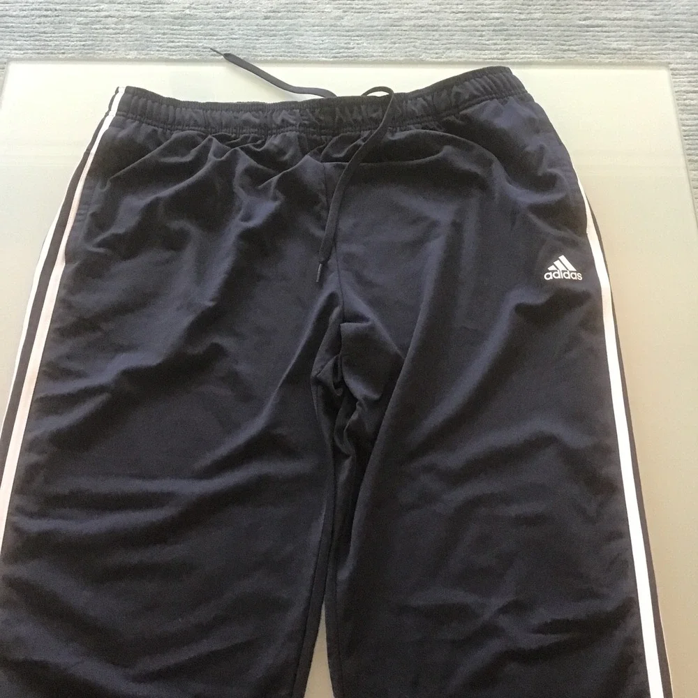 Adidas Mens 2XL Navy Blue 3-Stripe Track Pants Athletic Gym Drawstring 2X